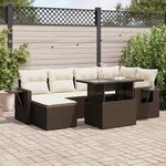 vidaXL Salon de jardin avec coussins 7 Pièces marron résine tressée