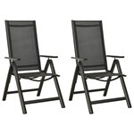 vidaXL Chaises pliables de jardin lot de 2 Textilène et aluminium Noir