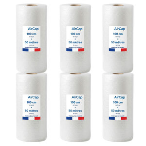 6 rouleaux de film papier bulle tricouche Aircap largeur 100 cm x longueur 50 mètres