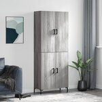 vidaXL Buffet haut Sonoma gris 69 5x34x180 cm Bois d'ingénierie