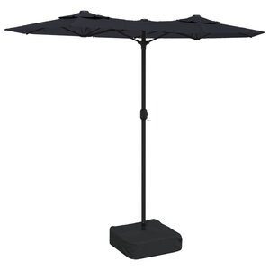 vidaXL Parasol de jardin à double tête avec LED noir 316x145 cm