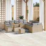 Ensemble de Canapés de Jardin vidaXL 13 pièces avec Coussins Beige Rattan Acacia