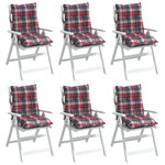vidaXL Coussins de chaise à dossier bas lot de 6 motif carreaux rouge