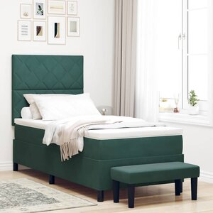 vidaXL Lit à ressorts avec matelas Vert foncé 90 x 200 cm Velours