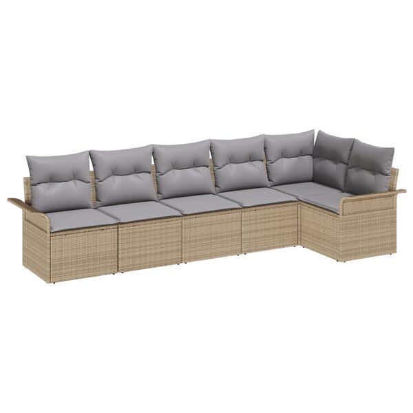 vidaXL Canapés de jardin 6 pièces avec coussins en poly rotin beige