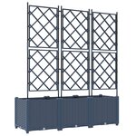 vidaXL Jardinier avec treillis 3 Pièces Gris 120x40x143 cm
