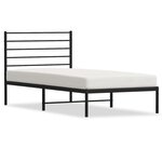 vidaXL Cadre de lit métal sans matelas avec tête de lit noir 100x200cm