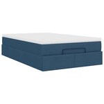 vidaXL Cadre de lit ottoman avec matelas bleu 120x190 cm tissu