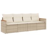 vidaXL Salon de jardin avec coussins 4 Pièces beige résine tressée