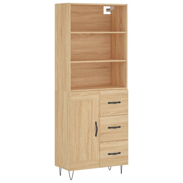 vidaXL Buffet haut Chêne sonoma 69 5x34x180 cm Bois d'ingénierie