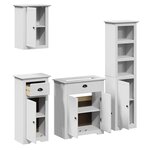 vidaXL Meubles de salle de bain 4 Pièces BODO blanc bois de pin massif