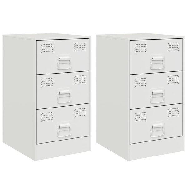 vidaXL Tables de chevet 2 Pièces blanc 34 5x39x62 cm acier