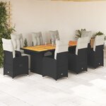 vidaXL Ensemble de bistro de jardin 9 Pièces coussins noir poly rotin