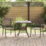 vidaXL Ensemble de tables de jardin 3 Pièces Bronze Aluminium coulé