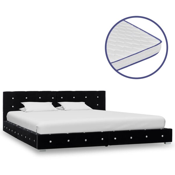 vidaXL Lit avec matelas à mémoire de forme Noir Velours 180 x 200 cm