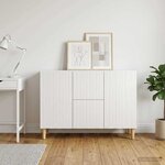 vidaXL Buffet Blanc brillant 89 x 34 5 x 60 cm Bois d'ingénierie