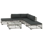 vidaXL Salon de jardin 6 Pièces avec coussins résine tressée gris