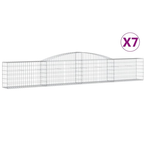 vidaXL Paniers à gabions arqués 7 Pièces 400x30x60/80 cm Fer galvanisé