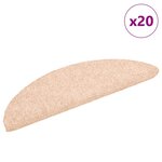 vidaXL Tapis d'escalier auto-adhésifs 20 pièces 56 x 17 x 3 cm Marron clair Demi-rond