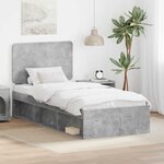 vidaXL Cadre de lit Gris Béton 100 x 200 cm Bois de pin massif