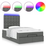 vidaXL Cadre de lit ottoman avec matelas gris foncé 120x190 cm tissu