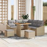 vidaXL Ensemble de canapé de jardin 8 Pièces Beige Poly rotin