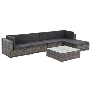 vidaXL Salon de jardin 6 Pièces avec coussins résine tressée gris