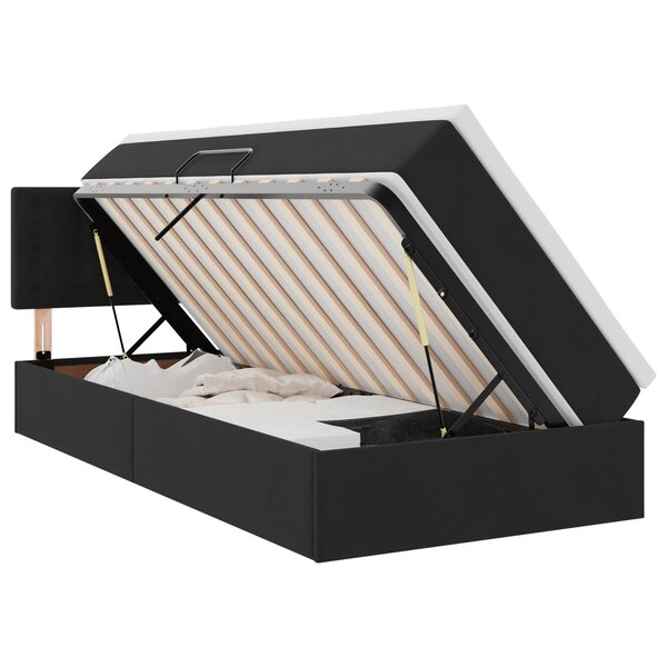 vidaXL Lit de rangement LED avec matelas Noir 100 x 200 cm Velours