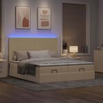 VidaXL Cadre de lit ottoman avec matelas crème 180x200 cm tissu