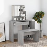 vidaXL Ensemble de coiffeuse Sonoma gris 86 5x35x136 cm