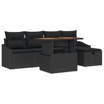 vidaXL Ensemble de salon de jardin 6 pièces avec coussins noirs en poly rotin