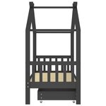 vidaXL Cadre de lit enfant avec tiroir gris foncé pin massif 80x160 cm