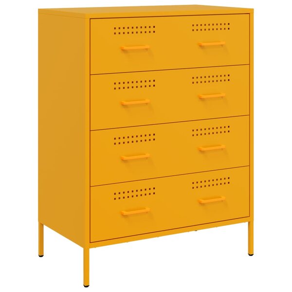 vidaXL Buffet jaune moutarde 68x39x89 cm acier