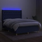 vidaXL Sommier à lattes de lit matelas et LED Bleu 140x200 cm Tissu