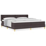 vidaXL Lit à ressorts Marron foncé et Blanc 200 x 200 cm Tissu