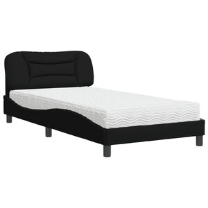 vidaXL Lit avec matelas Hvar noir 100x200 cm tissu