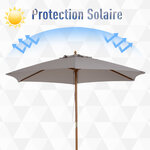 Parasol droit rond grande taille de jardin Ø 2,5 x 2,25H m bois de bambou gris
