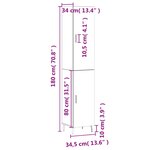 vidaXL Buffet haut Gris béton 34 5x34x180 cm Bois d'ingénierie