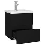 vidaXL Armoire d'évier avec lavabo intégré noir bois d'ingénierie