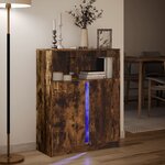 vidaXL Buffet avec LED chêne fumé 77x34x100 cm bois d'ingénierie