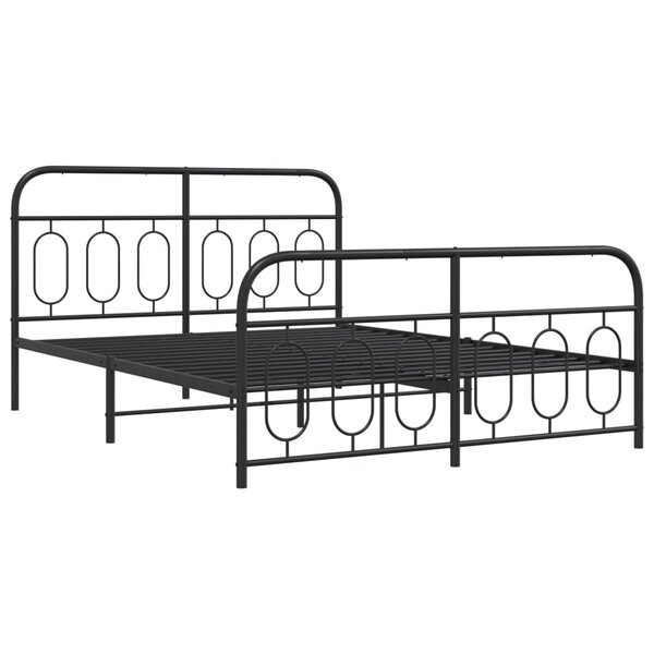 vidaXL Cadre de lit métal avec tête de lit/pied de lit noir 150x200 cm