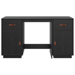 vidaXL Bureau avec armoires Noir 135x50x75 cm Bois massif de pin