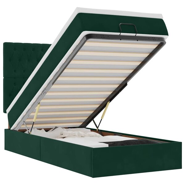 vidaXL Cadre de lit ottoman avec matelas vert foncé 80x200 cm velours