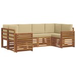 vidaXL Ensemble de canapé d'angle avec coussin 6 Pièces Naturel et Beige