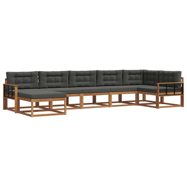 vidaXL Ensemble de canapés d'extérieur 7 pc Naturel et Anthracite