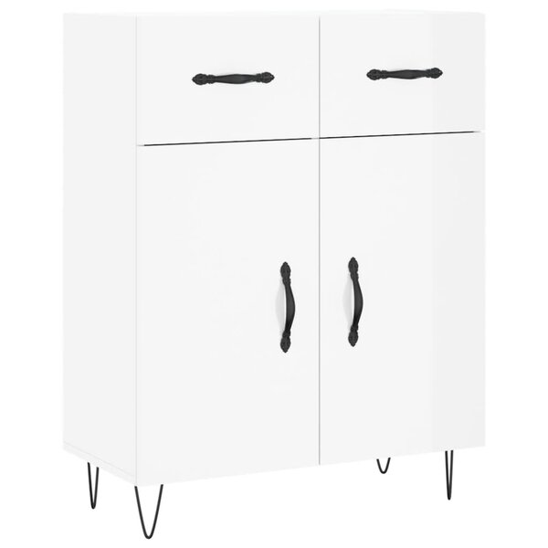 vidaXL Buffet Blanc brillant 69 5x34x90 cm Bois d'ingénierie