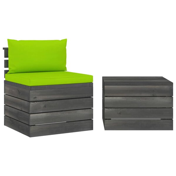 vidaXL Salon palette de jardin 2 Pièces avec coussins Bois de pin massif