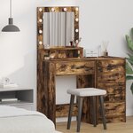 Coiffeuse vidaXL avec lumières LED en chêne fumé 50x41x135 cm