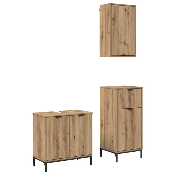 vidaXL Ensemble de mobilier de salle de bain 3 Pièces chêne artisanal