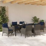 vidaXL Ensemble de salle à manger pour jardin 7 Pièces Gris polyrotin